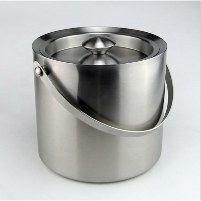 3L double wall stainless steel vacuum insulation ice bucket with handle and lid