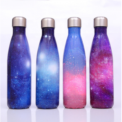 cola shape 17oz starry sky stainless steel water bottle for outdoor