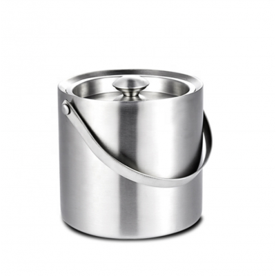 2L Bilayer stainless steel insulation ice bucket with handle and lid